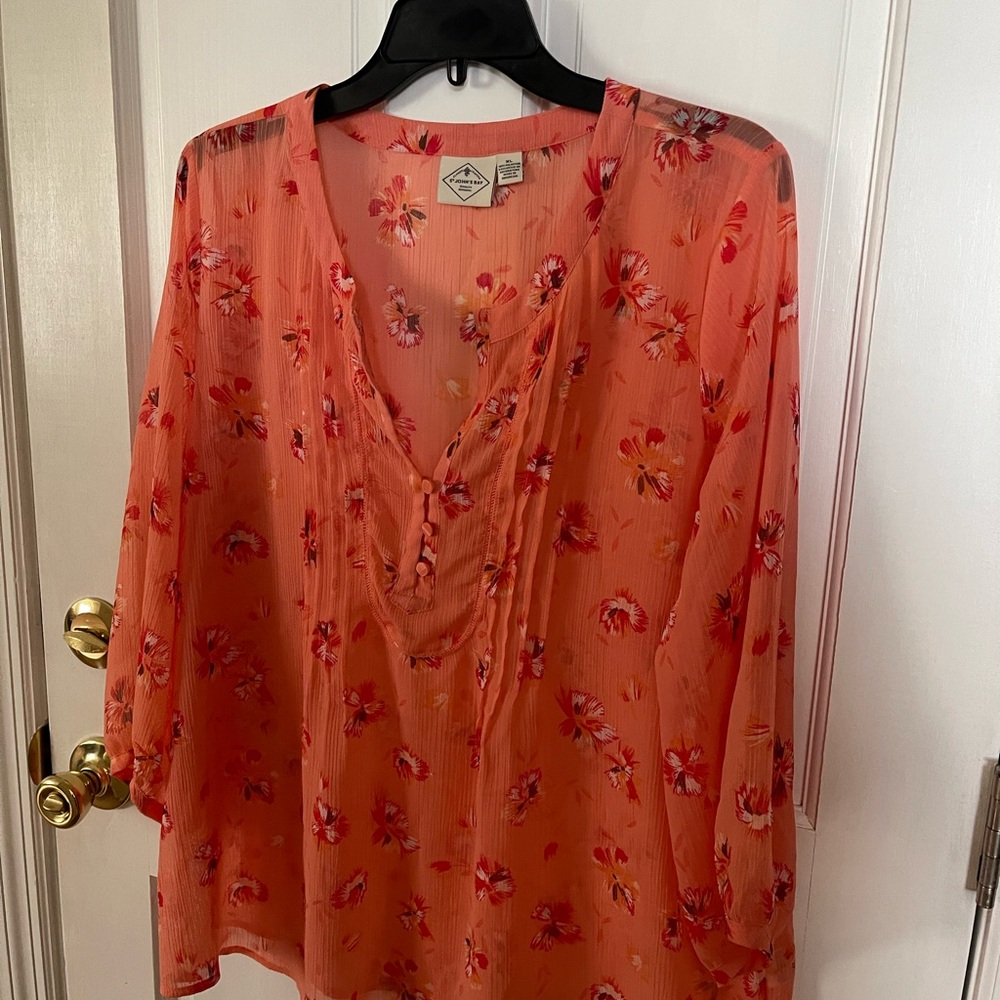 Cato Orange Floral Blouse